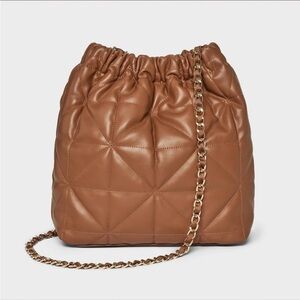 a new day Quilted Tan Shoulder Bag with Chain